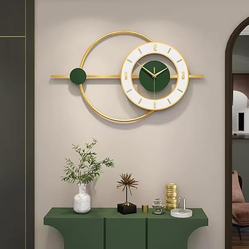 Goldene & grüne stille Wanduhr, groß, 65 x 38 cm, moderne Wohnkultur, nicht tickendes Quarzwerk, elegantes Design für Wohnzimmer & Büro Goldene & grüne stille Wanduhr, groß, 65 x 38 cm, moderne Wohnkultur, nicht tickendes Quarzwerk, elegantes Design für Wohnzimmer & Büro von ClockUniverse