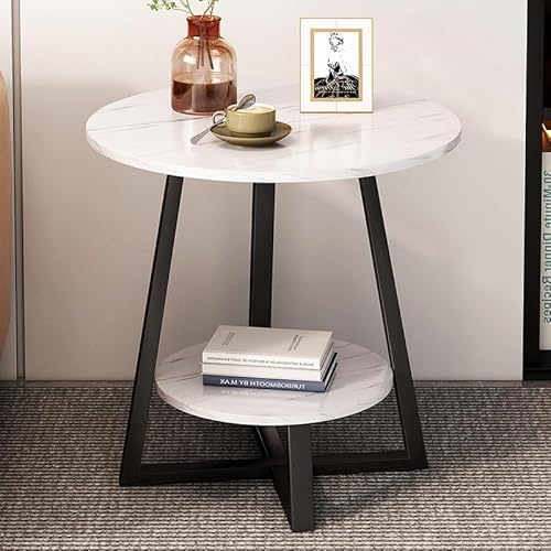 Kleiner Beistelltisch in Schwarz und Weiß, moderner 2-stöckiger runder Beistelltisch, 40 x 40 x 55 cm, für Wohnzimmer Kleiner Beistelltisch in Schwarz und Weiß, moderner 2-stöckiger runder Beistelltisch, 40 x 40 x 55 cm, für Wohnzimmer von ClockUniverse
