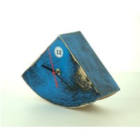 Handbemalte Blaue Holz Schreibtischuhr Tischdekoration von ClockWoodStudio