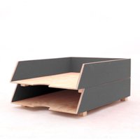 Handgefertigte Grau Holz Schreibtisch Organizer 2-Tier A4 Papierablage von ClockWoodStudio