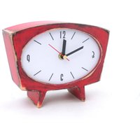 Handgefertigte Holz Uhr Tiefrote Lackierung, Tickert Leise von ClockWoodStudio