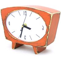 Orange Holz Tischuhr 60Er Jahre Stil, Lautlos Ohne Ticken von ClockWoodStudio