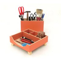 Orange Wood Schreibtisch-Organizer-Set Schule & Büro Schreibtisch-Aufbewahrung von ClockWoodStudio