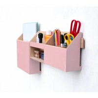 Rosa Wand Organizer Aus Holz Rose Powder Schreibtischaufbewahrung Set von ClockWoodStudio
