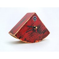 Rote Distressed Holz Tischuhr Rustikale Schreibtisch Mantel Dekor von ClockWoodStudio