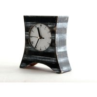 Schwarz & Weiß Gestreifte Holz Kaminuhr Rustikale Schreibtisch Dekoration von ClockWoodStudio