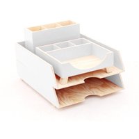 Weiß Holz Schreibtisch Organizer Set Handgefertigter Sperrholz von ClockWoodStudio