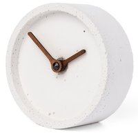 Beton Tischuhr 4"/ 10 cm - Clockies Ct100404 Runde Tischuhr, Weisse Uhr Mit Walnuss Holz Zeigern von ClockiesStore