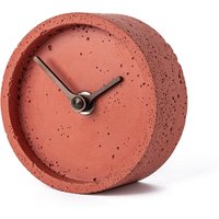 Beton Tischuhr 4"/10 cm - Uhrwerke Ct100604 Runde Schreibtischuhr, Rote Uhr Mit Nussbaum Holz Hand, Geschenk Für Freund, Zur Wohnungserwärmung von ClockiesStore