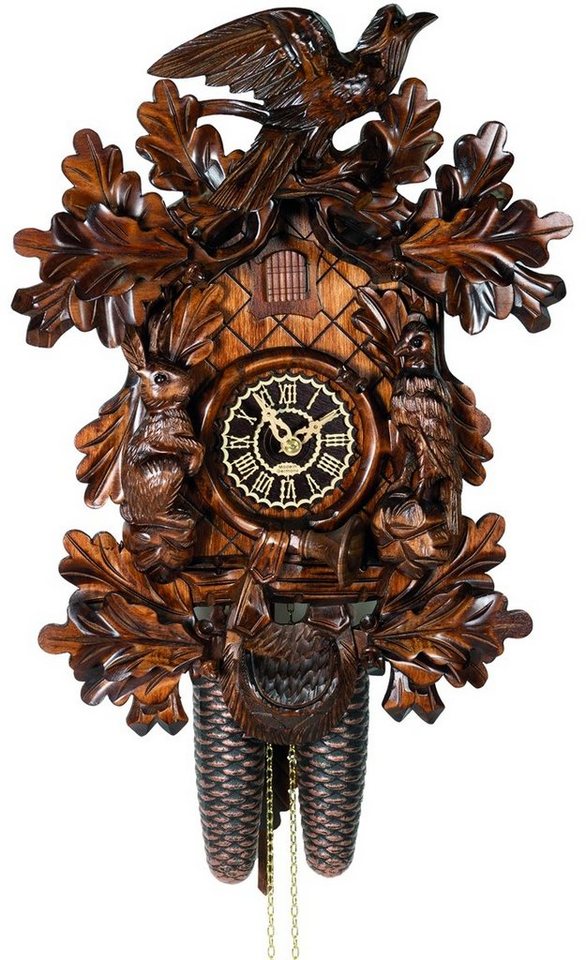 Clockvilla Hettich-Uhren Wanduhr Schwarzwälder Kuckucksuhr 8 Tage geschnitzt von Clockvilla Hettich-Uhren