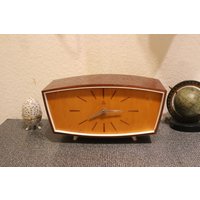 Tischuhr Veb Weimar Mid Cent Modern 60Er Vintage Ddr Iconic Kaminuhr Quartz Refurbished von ClockworkHD