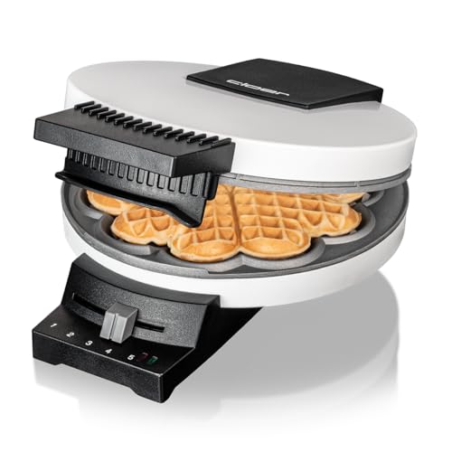 Cloer 171 Waffeleisen für eine Herzwaffel, 930 W, Waffelgröße 16 cm, Backampel, Antihaftbeschichtung, Metall, Weiß von Cloer
