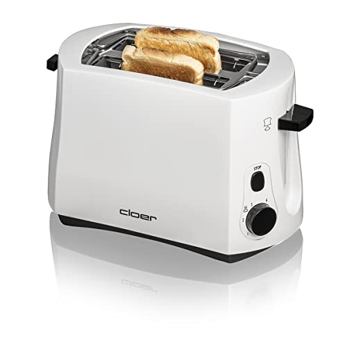 Cloer 331 Cool-Wall-Toaster, 825 W, für 2 Toastscheiben, integrierter Brötchenaufsatz, Krümelschublade, Nachhebevorrichtung von Cloer