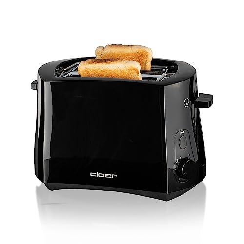Cloer 3310 Cool-Wall-Toaster, 825 W, für 2 Toastscheiben, integrierter Brötchenaufsatz, Krümelschublade, Nachhebevorrichtung von Cloer