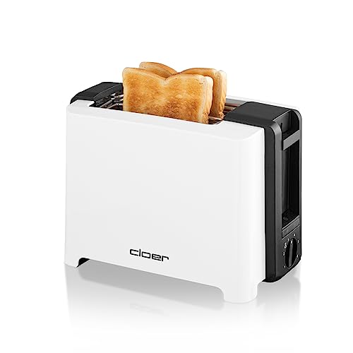 Cloer 3531 Full-Size Toaster für 2 XXL Toastscheiben, 750-900 Watt, Toast-Check-Funktion, Brötchenaufsatz, Auftaufunktion, Nachhebevorrichtung, weiß von Cloer