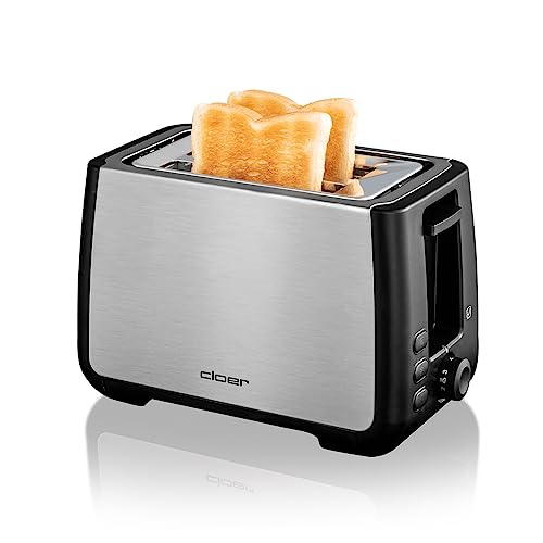 Cloer 3569 King-Size-Toaster für 2 XXL Scheiben, Check-Funktion, Edelstahlgehäuse, 1000 Watt, schwarz Kunststoff von Cloer