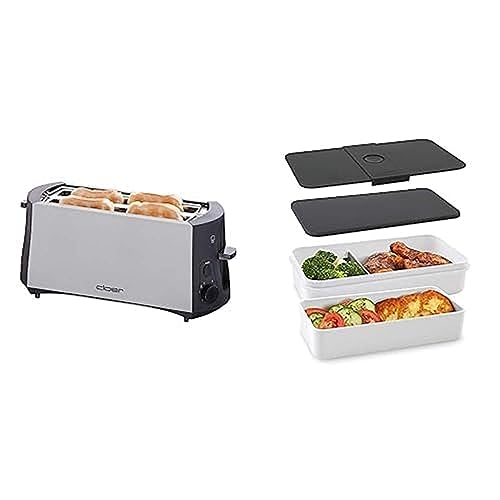 Cloer 3710 Langschlitztoaster für 4 Toastscheiben + Cloer 800S1-1 Lunch Care System - Bento Box von Cloer