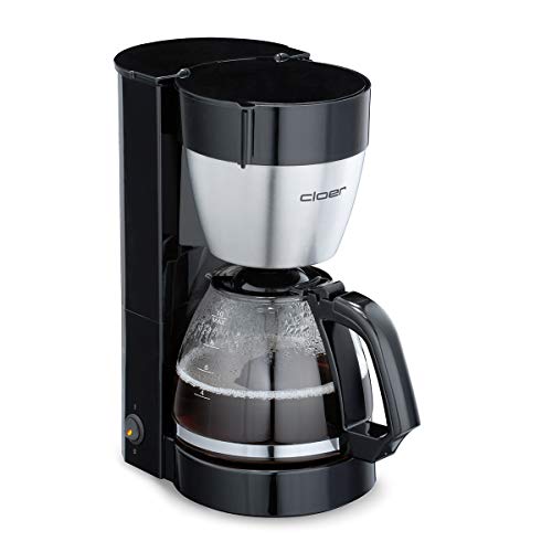 Cloer 5019 Filterkaffeemaschine mit Warmhaltefunktion, 800 W, für 10 Tassen, Filtergröße 1x4, schwarz von Cloer