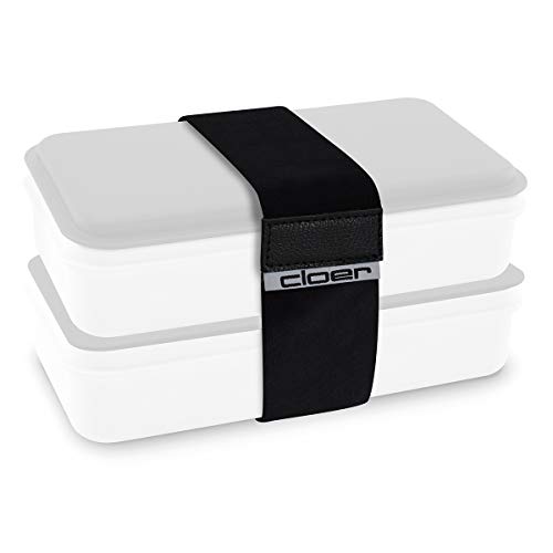 Cloer 800C8ES Elastischer Verschlussriemen für das Lunch Care System, zum Fixieren von 2 Lunchboxen Schwarz, 17 cm x 5,5 cm von Cloer