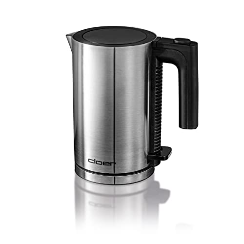 Cloer 4990 David, Wasserkocher, 1960 W, Einhandbedienung, 0,8 Liter, mattierter Edelstahlbehälter, Trockengeh-Überhitzungsschutz, Edelstahl von Cloer