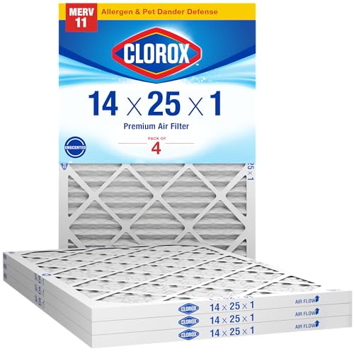 Clorox 14x25x1 Luftfilter MERV 11 Plissee HVAC AC Ofen Luftfilter MPR 1000 & FPR 7-4 Stück von Clorox