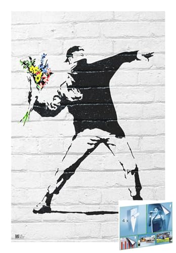 Banksy - Poster (Throwing Flowers) (Größe: 61cm x 91,5cm) (Poster & Poster Strips) von Close Up