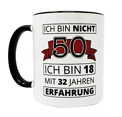 Close Up 50. Geburtstag Tasse Ich Bin Nicht 50 - weiß, aus Keramik, spülmaschinengeeignet, Fassungsvermögen ca. 320 ml von Close Up