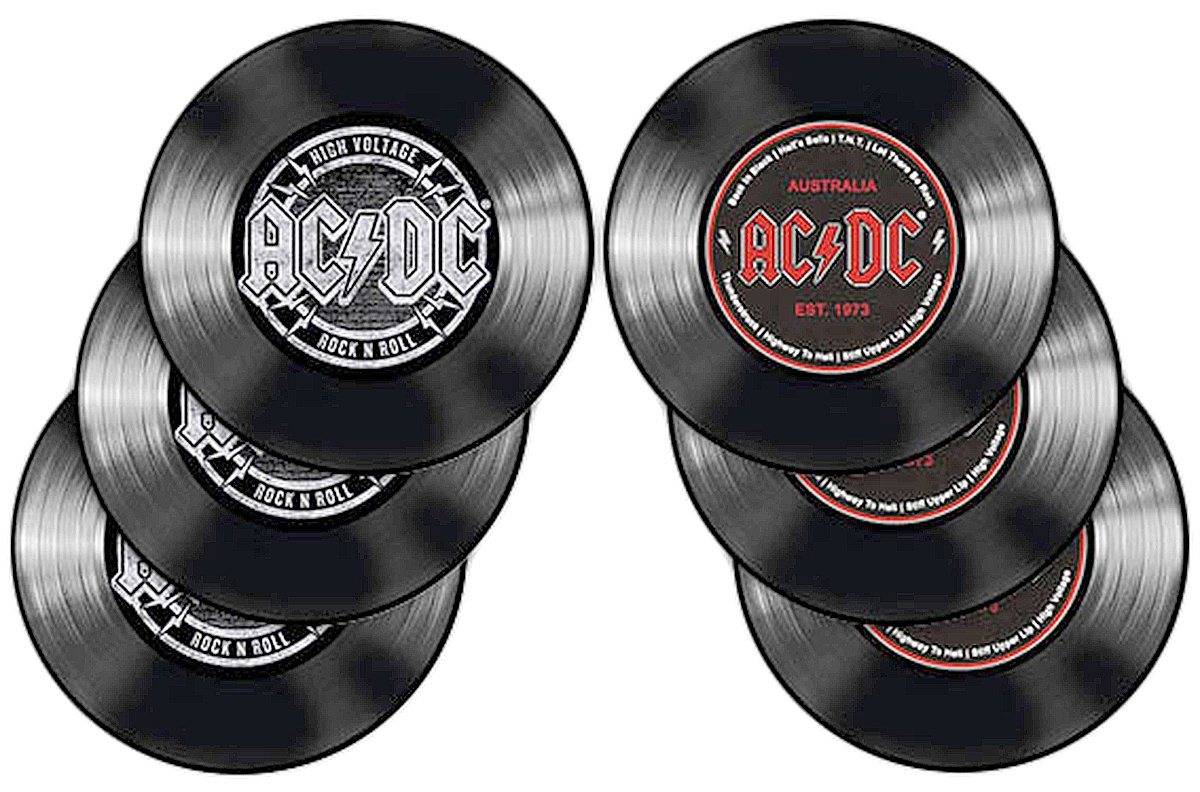 Close Up Backform AC/DC Schallplattenunter setzer 6-teilig von Close Up
