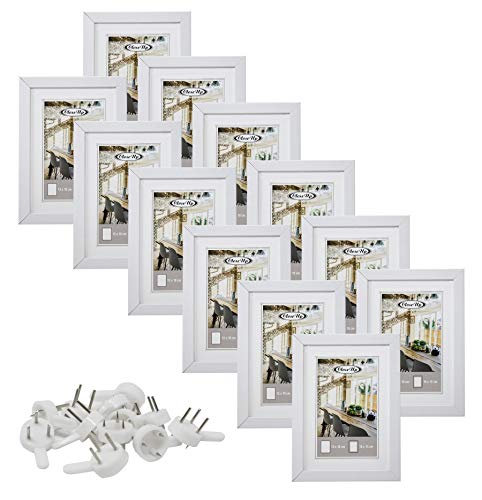 Close Up Bilderrahmen-Set 12 STK. 13x18 cm – Weiß Premium MDF-Rahmen, bruchsichere Acrylglas-Scheibe mit Passepartout, Collage von Close Up