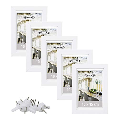 Close Up Bilderrahmen-Set 5 STK. 10x15 cm weiÃŸ Premium MDF-Rahmen, bruchsichere Plexiglas-Scheibe, Collage von Close Up