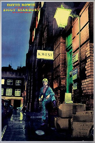 Close Up David Bowie Poster Ziggy Stardust (93x62 cm) gerahmt in: Rahmen Silber matt von Close Up