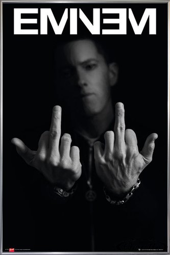 Close Up Eminem Poster Finger MMLP2 (93x62 cm) gerahmt in: Rahmen Silber von Close Up