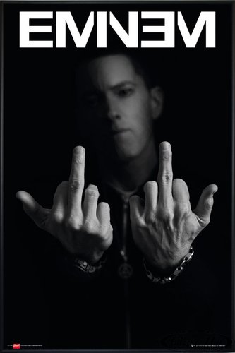 Close Up Eminem Poster Finger MMLP2 (93x62 cm) gerahmt in: Rahmen schwarz von Close Up