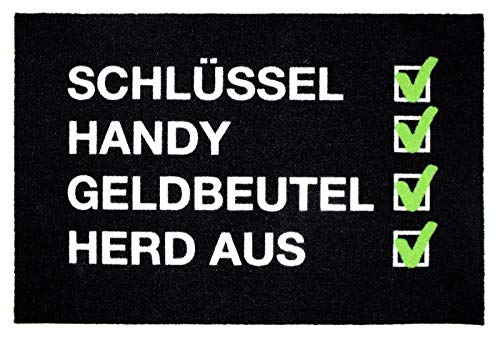 Close Up Fußmatte | Checkliste - Schlüssel, Handy, Geldbeutel | Vergesslich - lustiges Design | rutschfest, robust & waschbar| Für innen & außen | 60x40 cm von Close Up