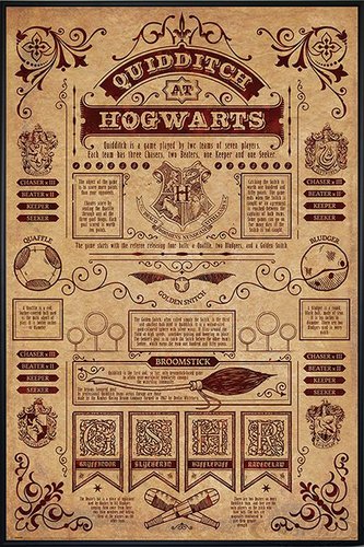 Close Up Harry Potter Poster Quidditch at Hogwarts (93x62 cm) gerahmt in: Rahmen schwarz von Close Up