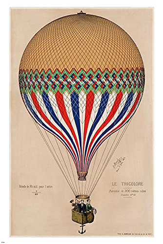 Close Up | Heißluftballon Poster | Le Tricolore, E. Hamelin | Vintage Plakat | 61 cm x 91,5 cm von Close Up