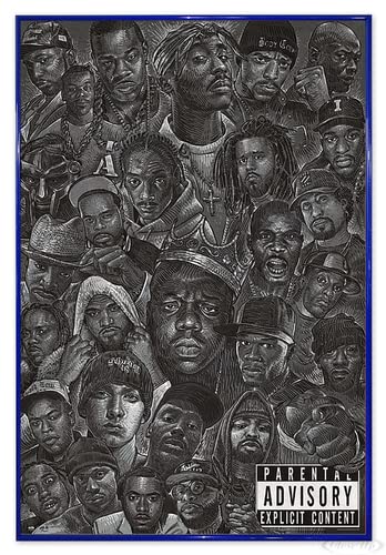 Close Up Hip Hop Allstars Poster (94x63,5 cm) gerahmt in: Rahmen blau von Close Up