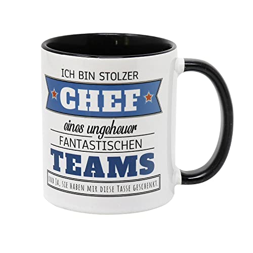 Ich bin stolzer Chef Tasse eines fantastischen Teams - weiß, bedruckt, aus Keramik, spülmaschinenfest, Fassungsvermögen ca. 320 ml. von Close Up