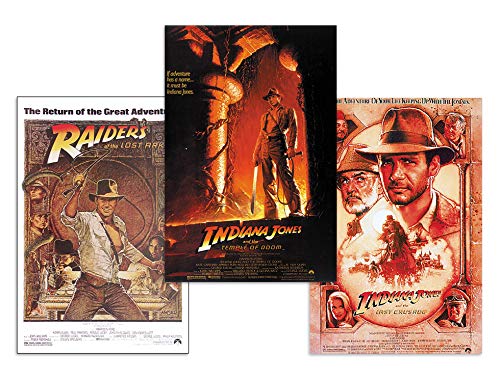 Close Up Indiana Jones Poster 3-er Set Filmplakate (68,5cm x 101,5cm) + 2 St. Schwarze Posterleisten mit Aufhängung von Close Up