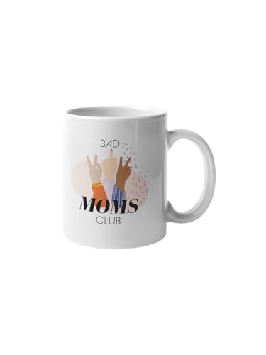 Close Up Kaffeetasse „Bad Moms Club“ | Sarkastische Spruchtasse für Büro, Homeoffice & Alltag | Becher aus Keramik | Stylisches Geschenk für selbstbewusste rebellische Mütter | 330ml von Close Up