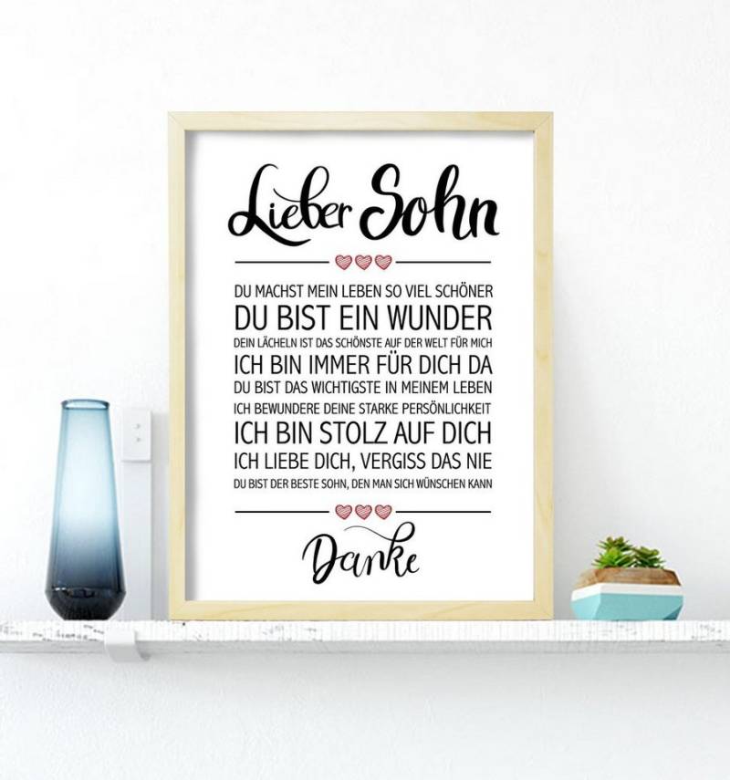 Close Up Poster Lieber Sohn gerahmter Kunstdruck kieferfarben von Close Up