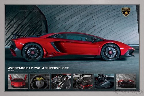 Close Up Lamborghini Aventador LP750-4 Superveloce (96,5x66 cm) gerahmt in: Rahmen Silber von Close Up