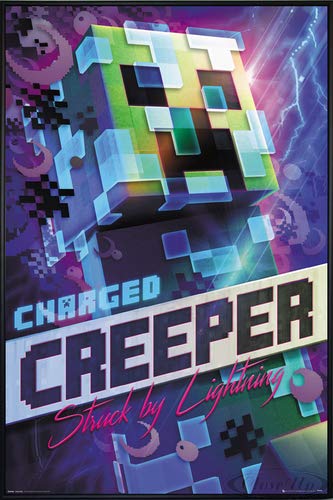 Close Up Minecraft Poster Charged Creeper (93x62 cm) gerahmt in: Rahmen schwarz von Close Up