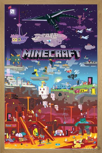 Close Up Minecraft Poster World Beyond (66x96,5 cm) gerahmt in: Rahmen Eiche von Close Up