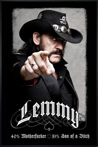 Close Up Motörhead Lemmy Kilmister Poster (93x62 cm) gerahmt in: Rahmen schwarz von Close Up