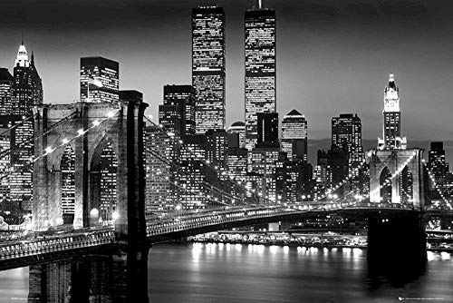 Close Up New York - Brooklyn Bridge - Poster schwarz-weiÃŸ - Grösse 91,5 cm x 61 cm + Ãœ-Poster von Close Up