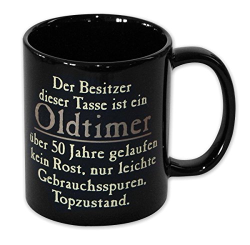 Close Up Oldtimer Tasse - 50 Jahre gelaufen, in Schwarz aus Keramik - ca.320 ml von Close Up