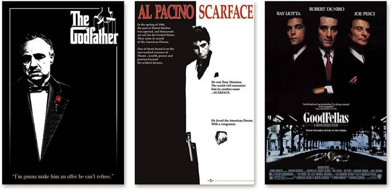 Close Up Poster Gangster Movies Poster 3erSet Der Pate, Scarface, GoodFellas von Close Up