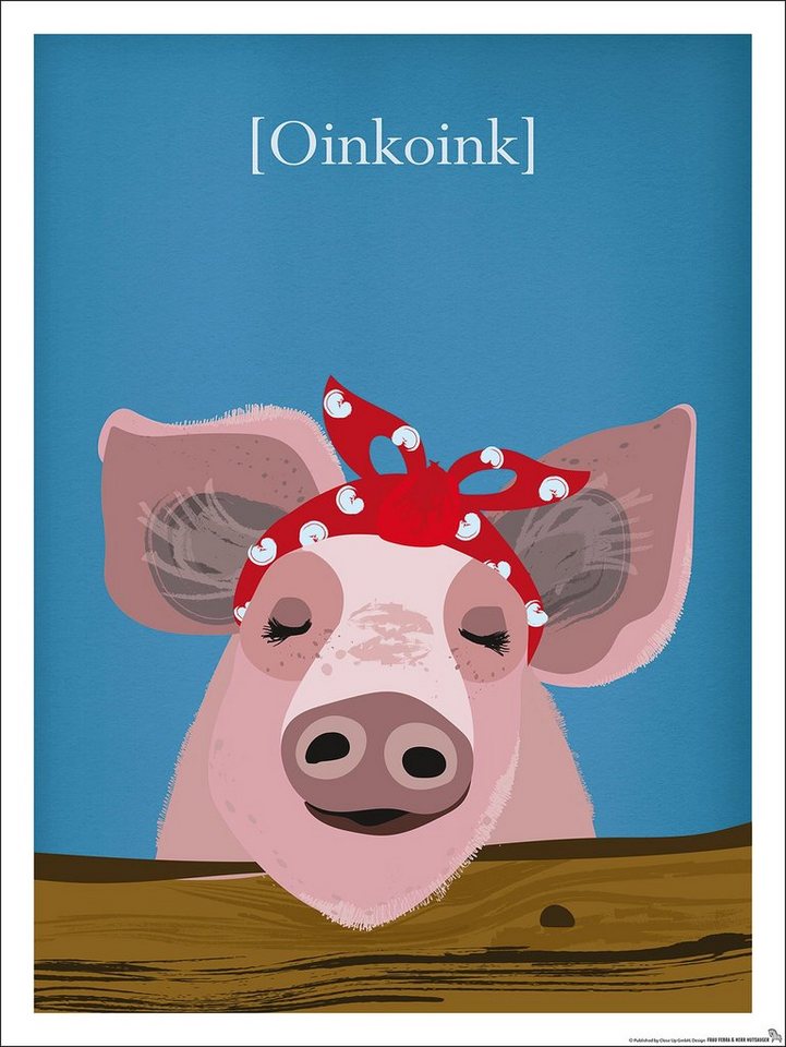 Close Up Poster Kinderzimmer Poster Schwein Bauernhof 30 x 40 cm von Close Up