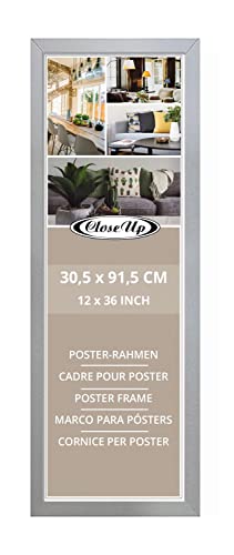 Close Up Posterrahmen 30,5 x 91,5 cm, silber, MDF Holz, Frame für Langbahnposter, PVC Scheibe (unzerbrechlich) von Close Up